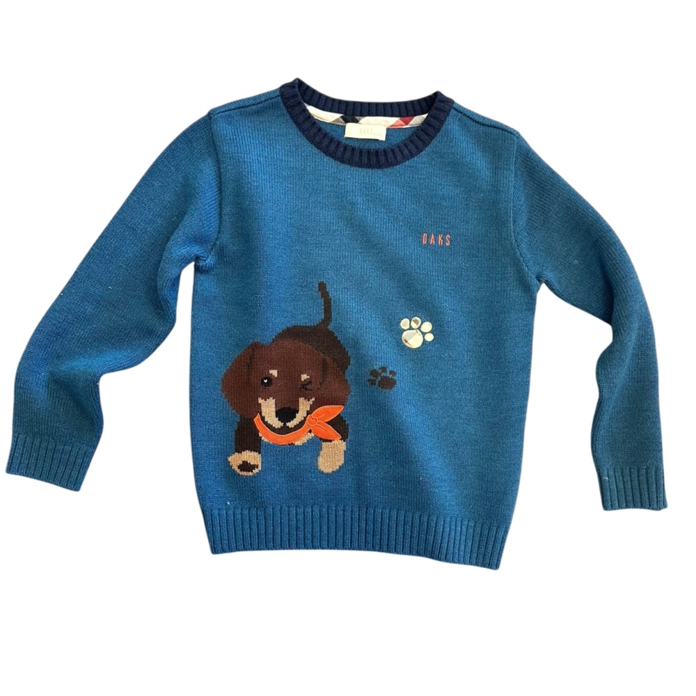 Daks Blue Wool‎ Blend Dachshund Sweater size 130 Size 9